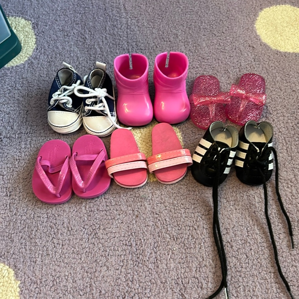 Assorted American girl doll shoes